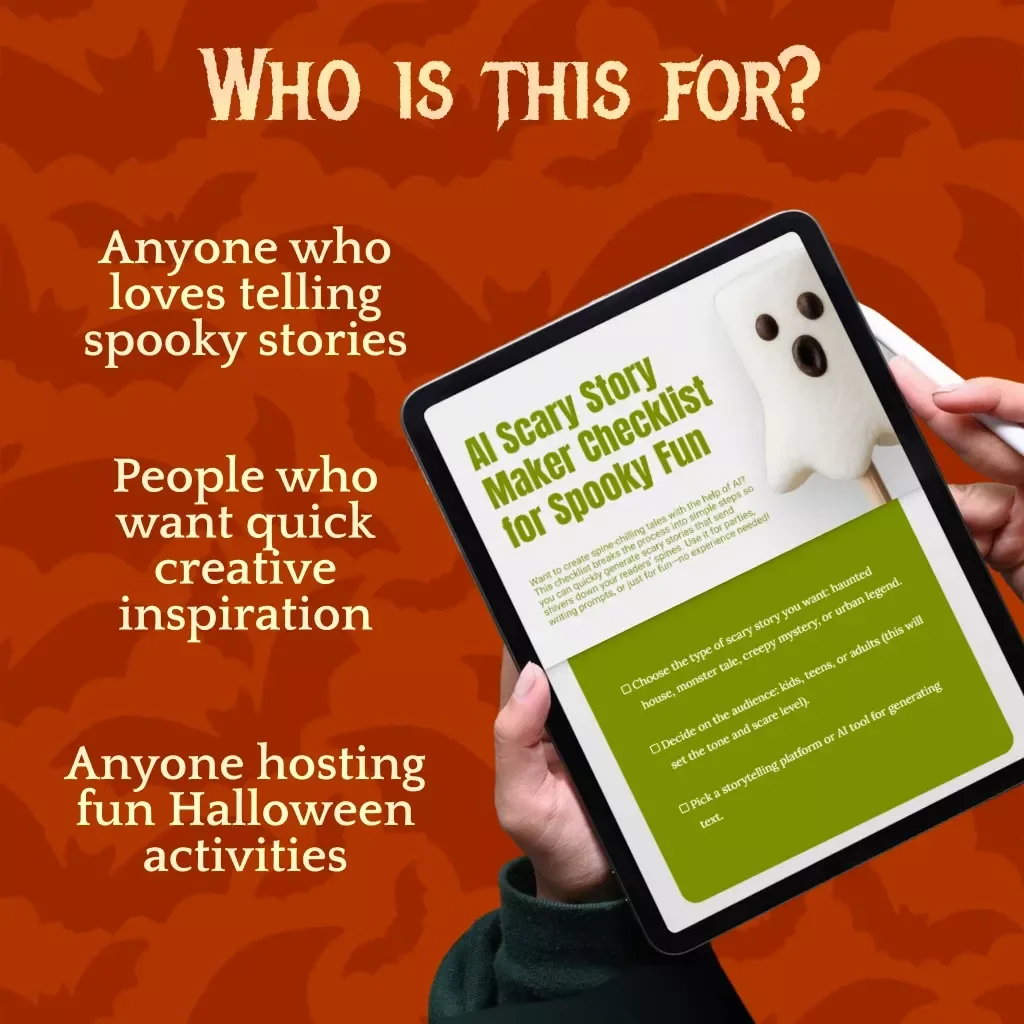 AI Scary Story Maker Checklist for Spooky Fun | Digital Download eBook Guide for Haunted House, Monster Tale, Creepy Mystery & Urban Legend Writing