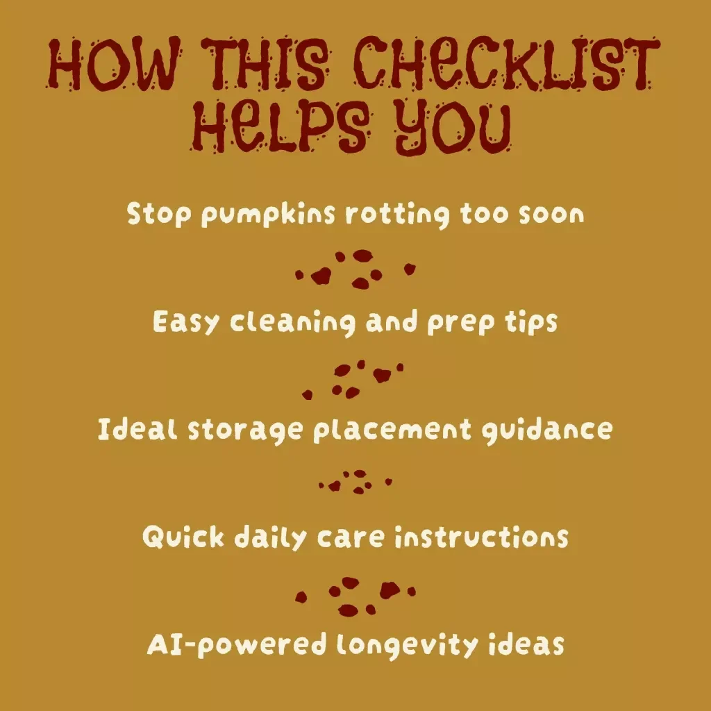 Keep Your Pumpkins Fresh Indoors Checklist | Digital Download Guide for How to Keep Pumpkins from Rotting Indoors | Printable Fall & Halloween Home Décor Care List
