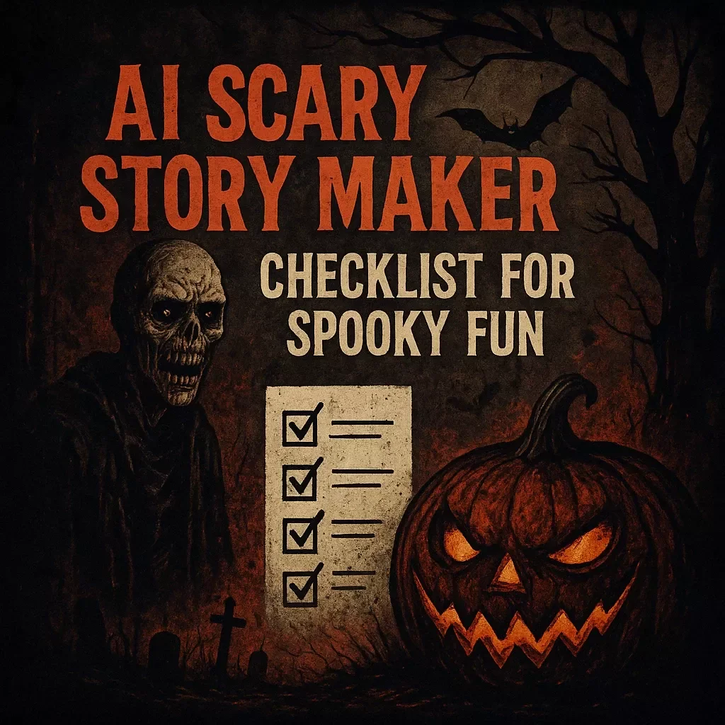 AI Scary Story Maker Checklist for Spooky Fun | Digital Download eBook Guide for Haunted House, Monster Tale, Creepy Mystery & Urban Legend Writing
