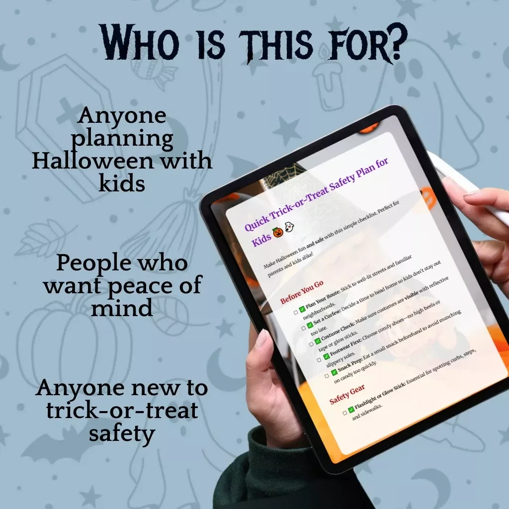 Quick Trick-or-Treat Safety Plan for Kids | Printable Halloween Safety Checklist | Digital Download for Parents
