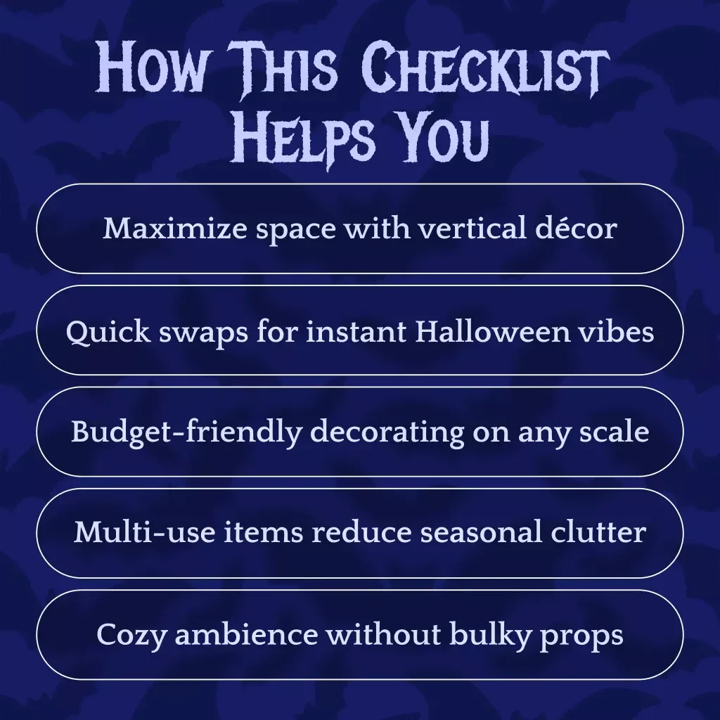 Small Space Halloween Hacks: Spooky Fun Without the Clutter | Printable Checklist for Easy & Stylish Small-Space Decorating