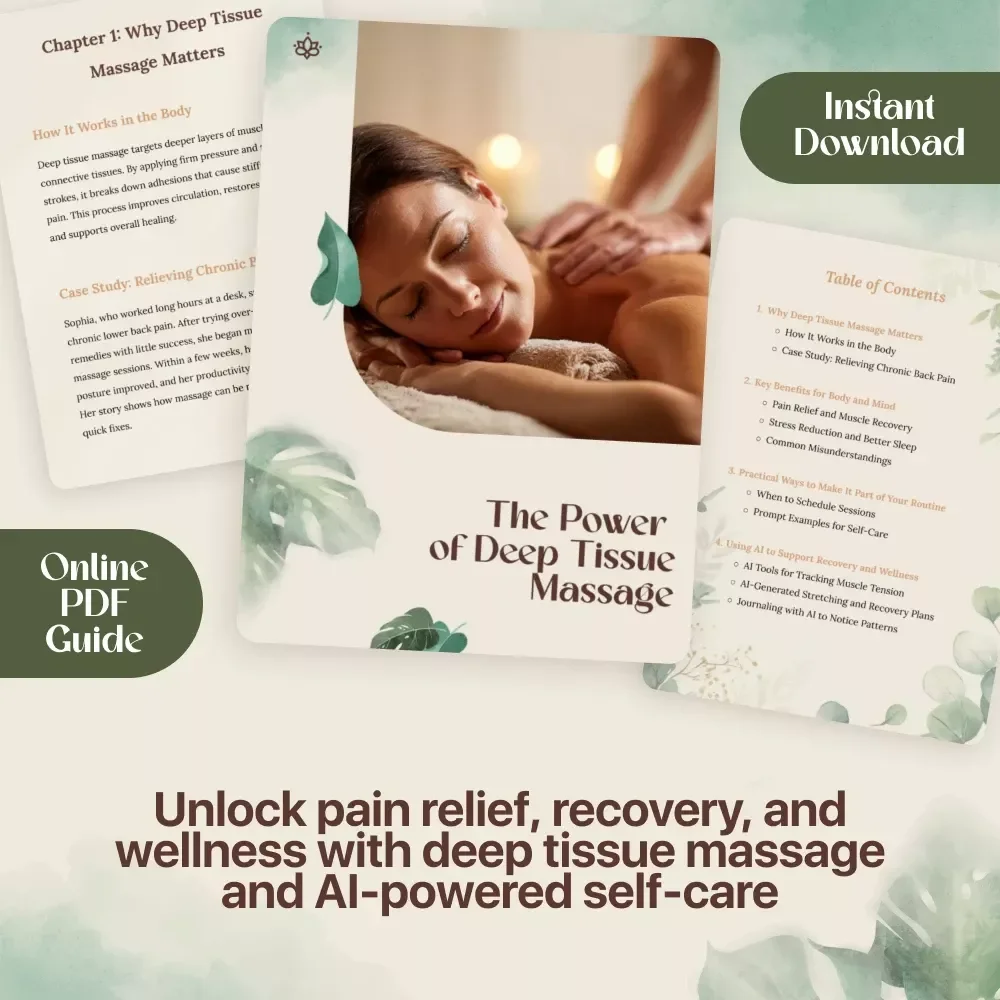 The Power of Deep Tissue Massage Guide | Digital Download eBook for Pain Relief, Stress Reduction, Muscle Recovery & Self-Care with AI Wellness Tools