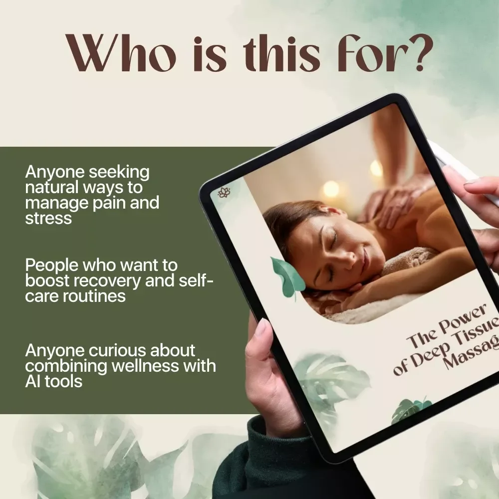 The Power of Deep Tissue Massage Guide | Digital Download eBook for Pain Relief, Stress Reduction, Muscle Recovery & Self-Care with AI Wellness Tools