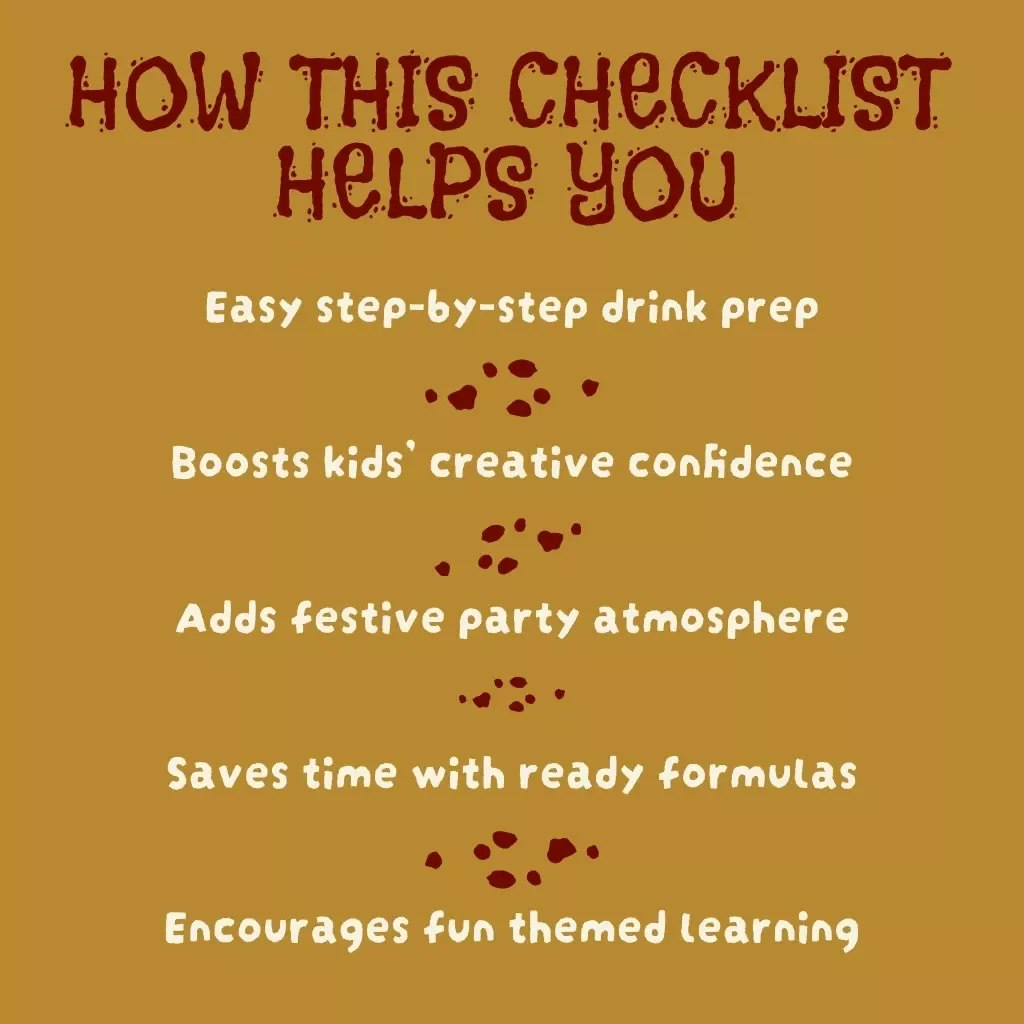 Spook-tacular Sips: The Ultimate Halloween Drinks Checklist for Kids | Fun DIY Drink Ideas, Mocktails & Party Planner Printable