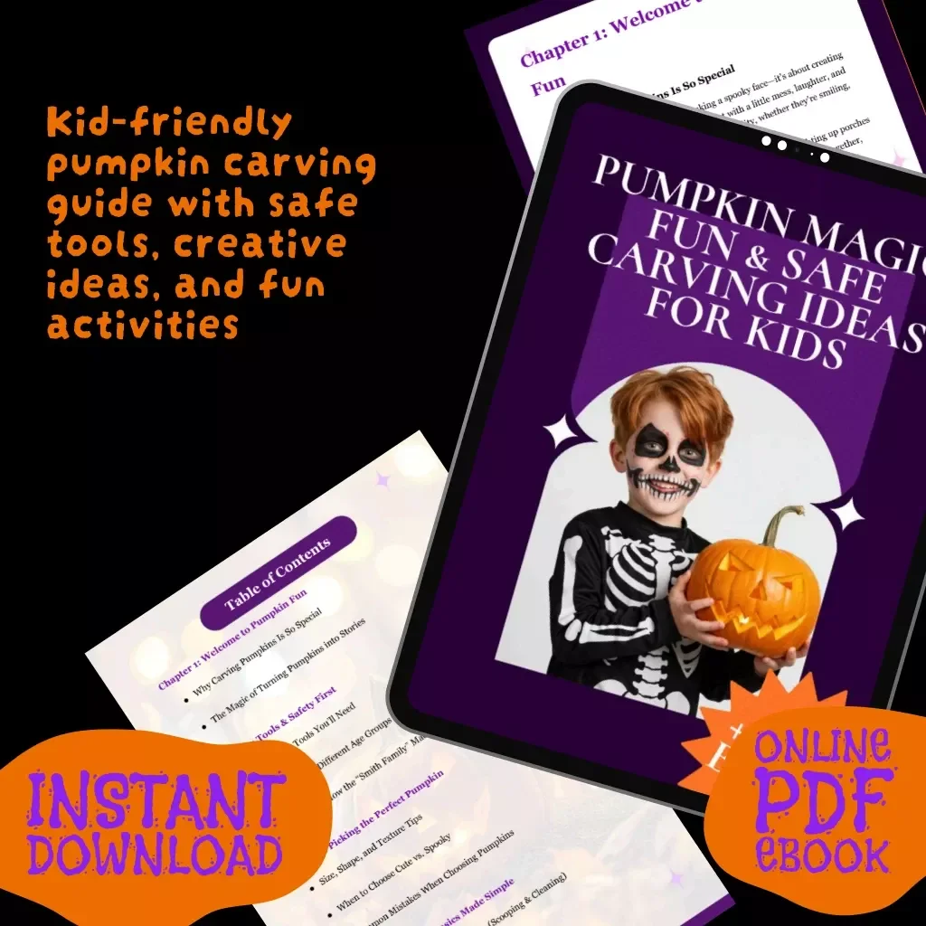 Pumpkin Magic: Fun & Safe Carving Ideas for Kids | Easy Pumpkin Carving Ideas for Kids | Digital Download eBook with Creative Patterns, Safe Tips, and Family-Friendly Activities