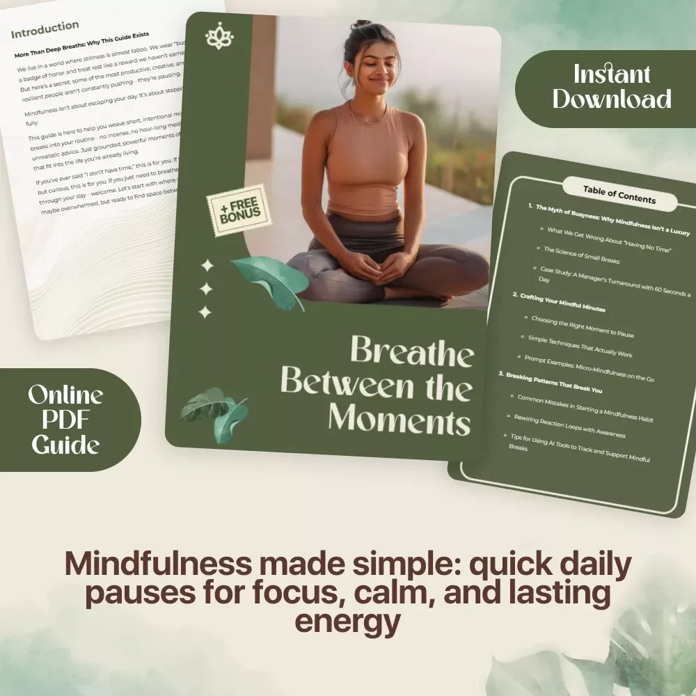 Breathe Between the Moments | Mindfulness Breaks in Daily Routine | Digital Guide for Stress Relief, Focus & Inner Calm