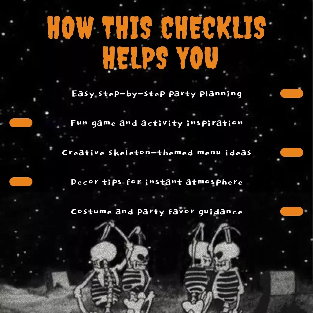 Skeleton Party Fun List – Skeleton-Themed Party Ideas Checklist for Spooky Celebrations