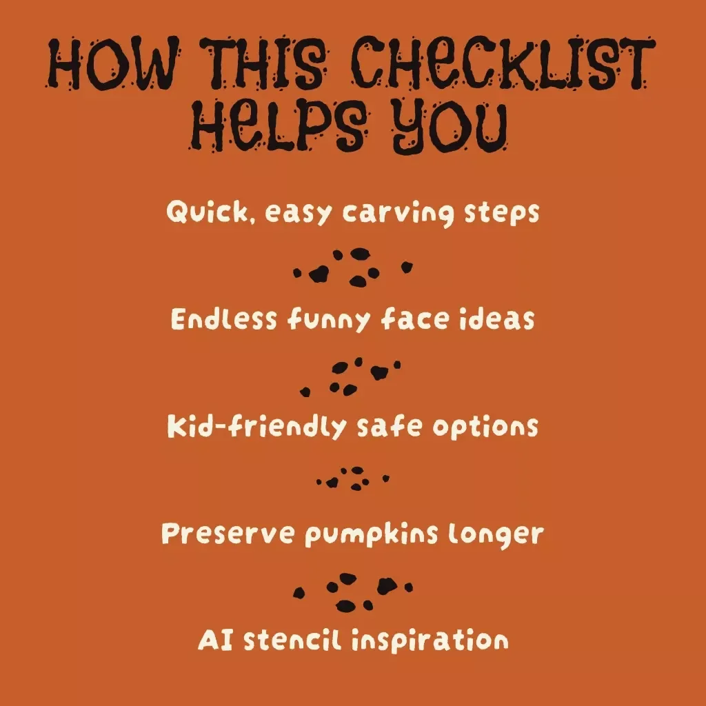 Funny Pumpkin Carving Ideas Checklist | Digital Download Halloween Guide for Funny Pumpkin Carving Faces, Tools & Display Tips