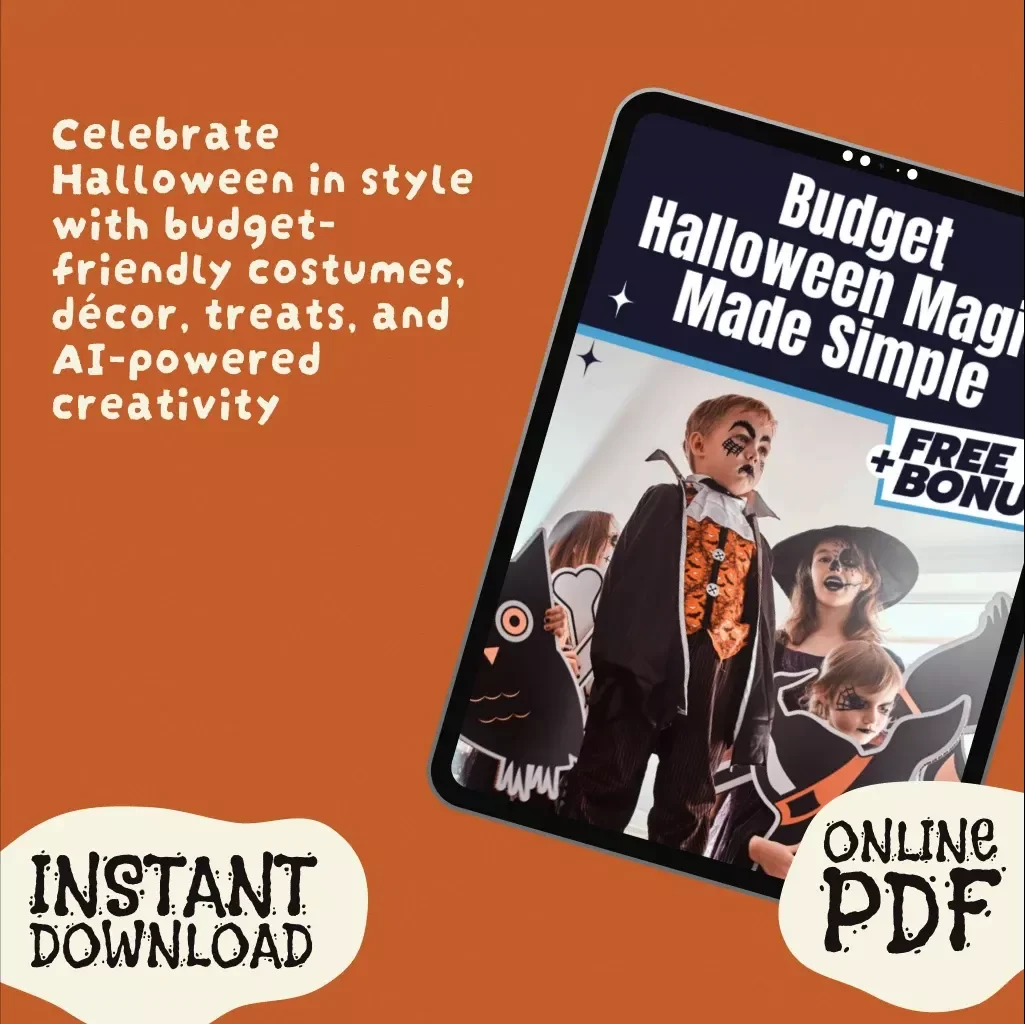 Budget Halloween Magic Made Simple | Digital Download Guide for Affordable Costumes, DIY Decorations, Treat Ideas & AI Creativity on a Shoestring Budget