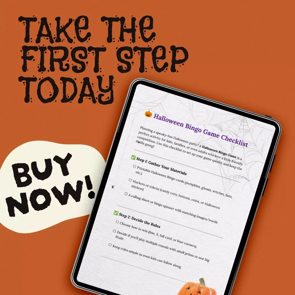 Halloween Bingo Game Checklist | Printable Digital Download for Spooky Party Fun