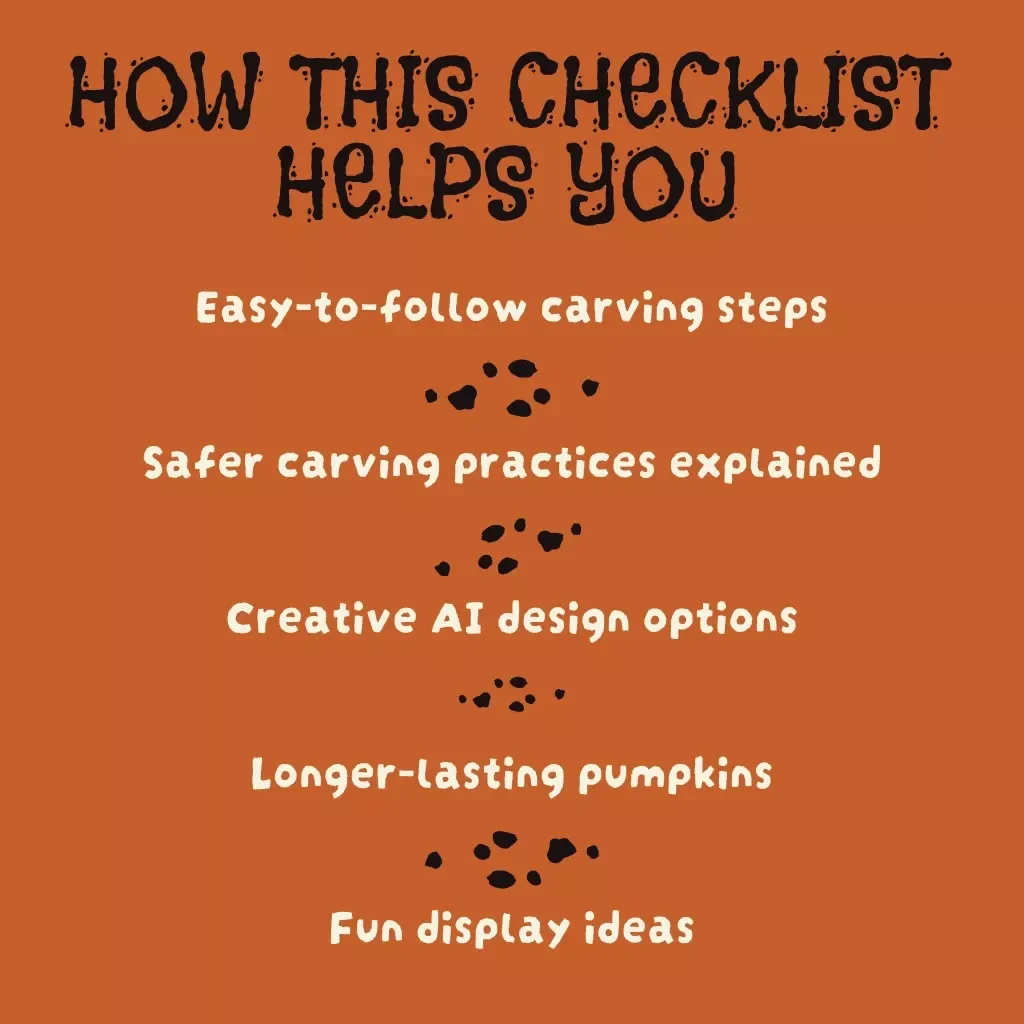 Halloween Pumpkin Carving Faces Checklist | Printable Digital Download | Easy Step-by-Step Halloween Pumpkin Carving Faces Guide