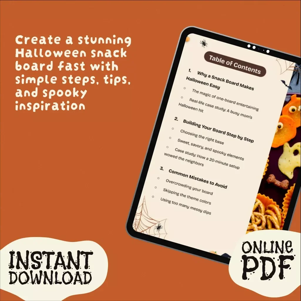 Halloween Snack Board Made Simple | Digital Download Guide for Easy Spooky Snack Ideas, DIY Charcuterie, eBook & Checklist for Entertaining