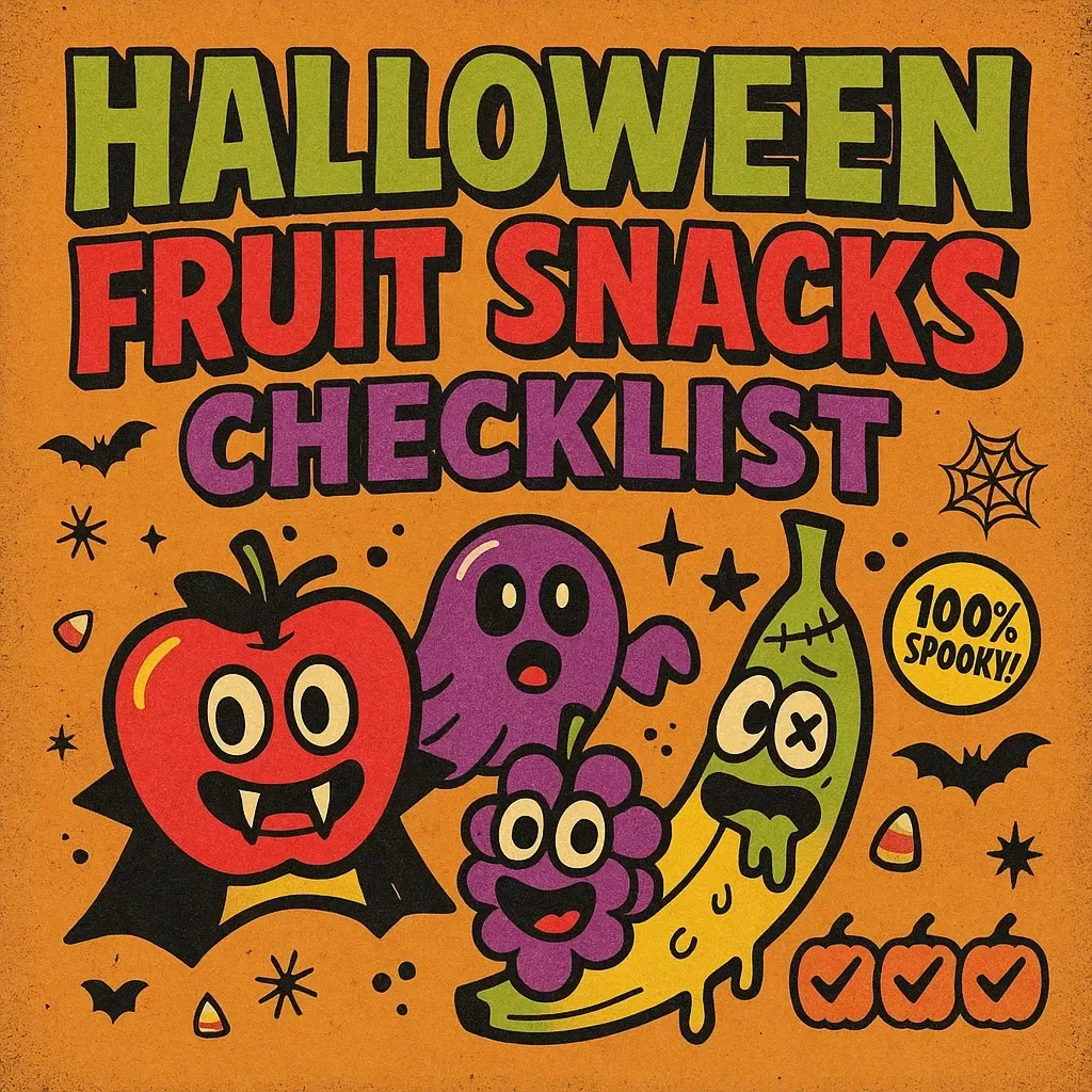 Halloween Fruit Snacks Checklist | Printable Halloween Fruit Snack Ideas | DIY Healthy Spooky Treats Planner