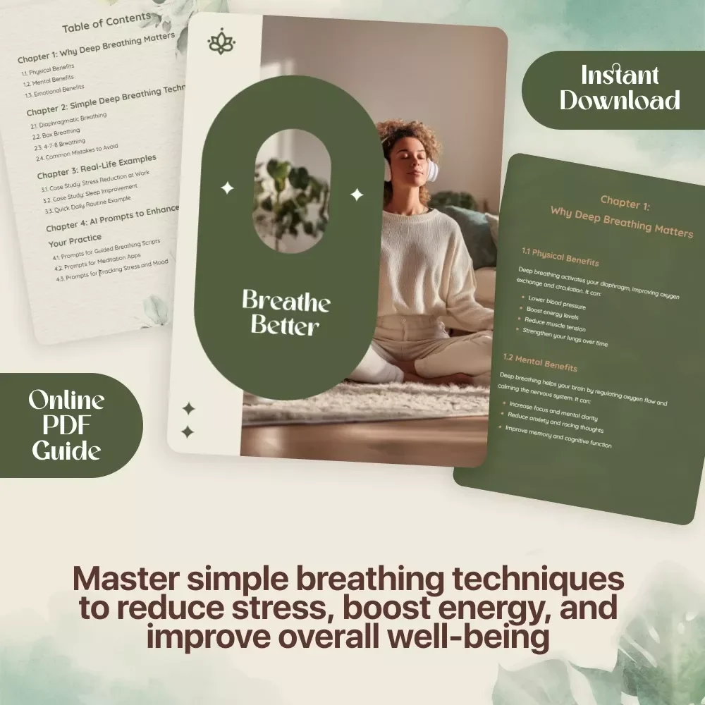 Breathe Better | Deep Breathing Exercises Guide for Stress Relief, Mental Clarity & Better Sleep | Digital Download eBook
