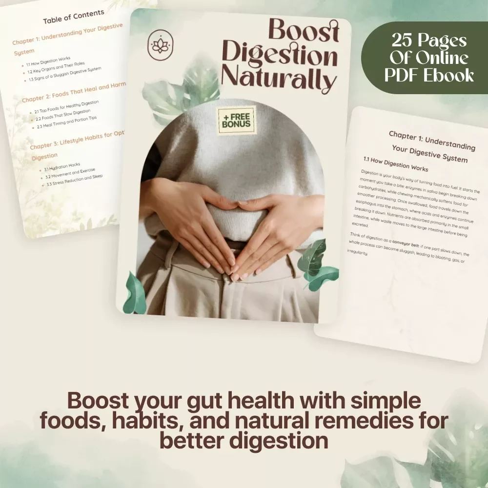 Boost Digestion Naturally | How to Improve Digestion Naturally | Holistic Gut Health eBook Guide, Healthy Eating Tips, Natural Remedies & Lifestyle Habits