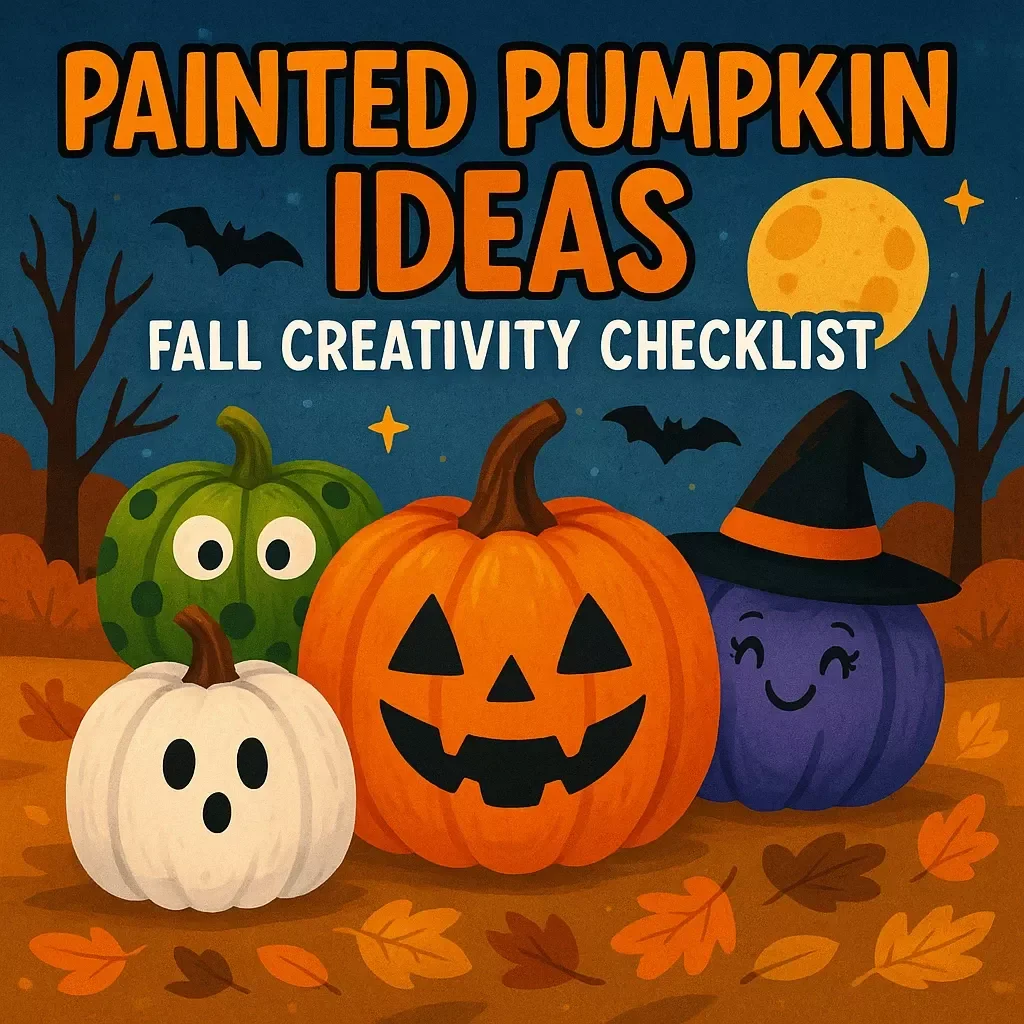 Painted Pumpkin Ideas: Fall Creativity Checklist | DIY Painted Pumpkin Ideas for Fall Decor Inspiration | Digital Download PDF Checklist for Easy & Fun Seasonal Crafting