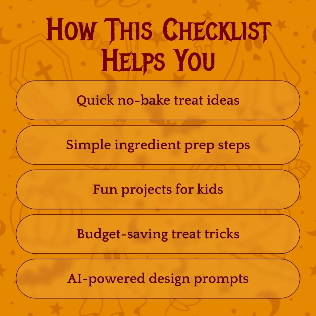 Spooktacular DIY Halloween Treats Checklist | Printable Digital Download for Easy Halloween Party Treat Ideas
