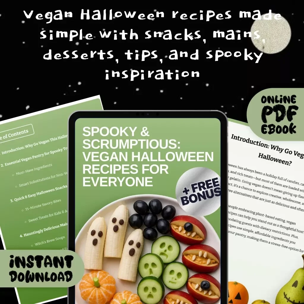 Spooky & Scrumptious: Vegan Halloween Recipes for Everyone | Digital Download eBook of Vegan Halloween Recipes, Snacks, Meals, and Desserts