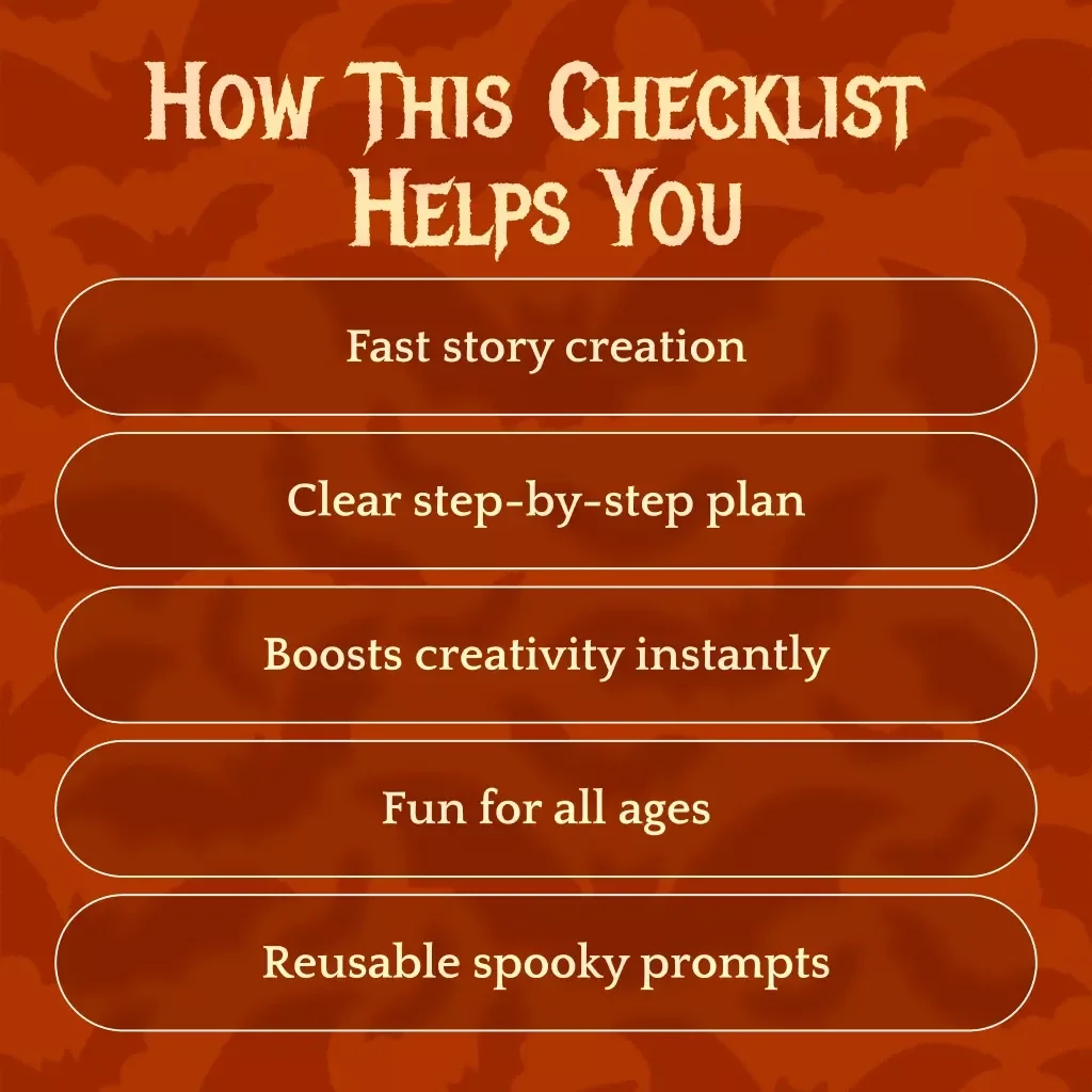 AI Scary Story Maker Checklist for Spooky Fun | Digital Download eBook Guide for Haunted House, Monster Tale, Creepy Mystery & Urban Legend Writing