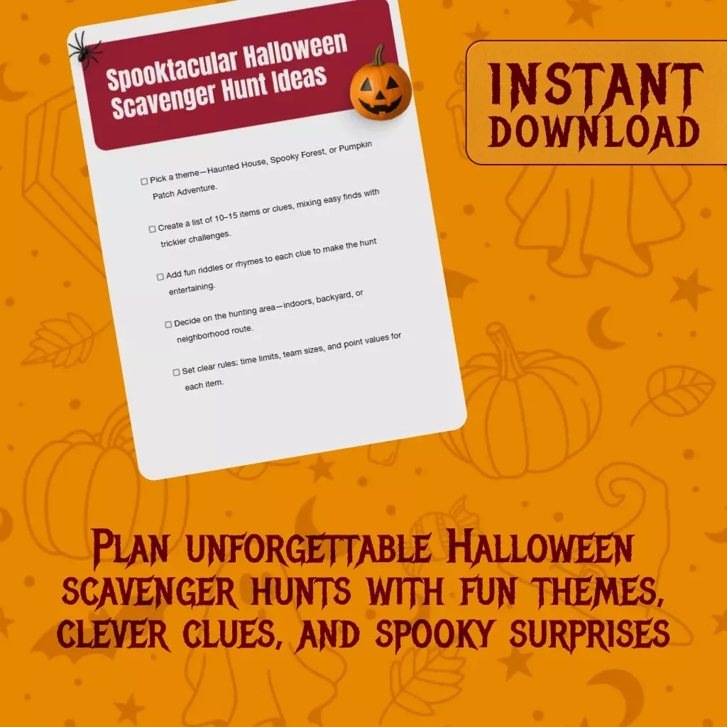 Spooktacular Halloween Scavenger Hunt Ideas | Printable Checklist of Fun Halloween Scavenger Hunt Ideas for Kids, Families, and Parties