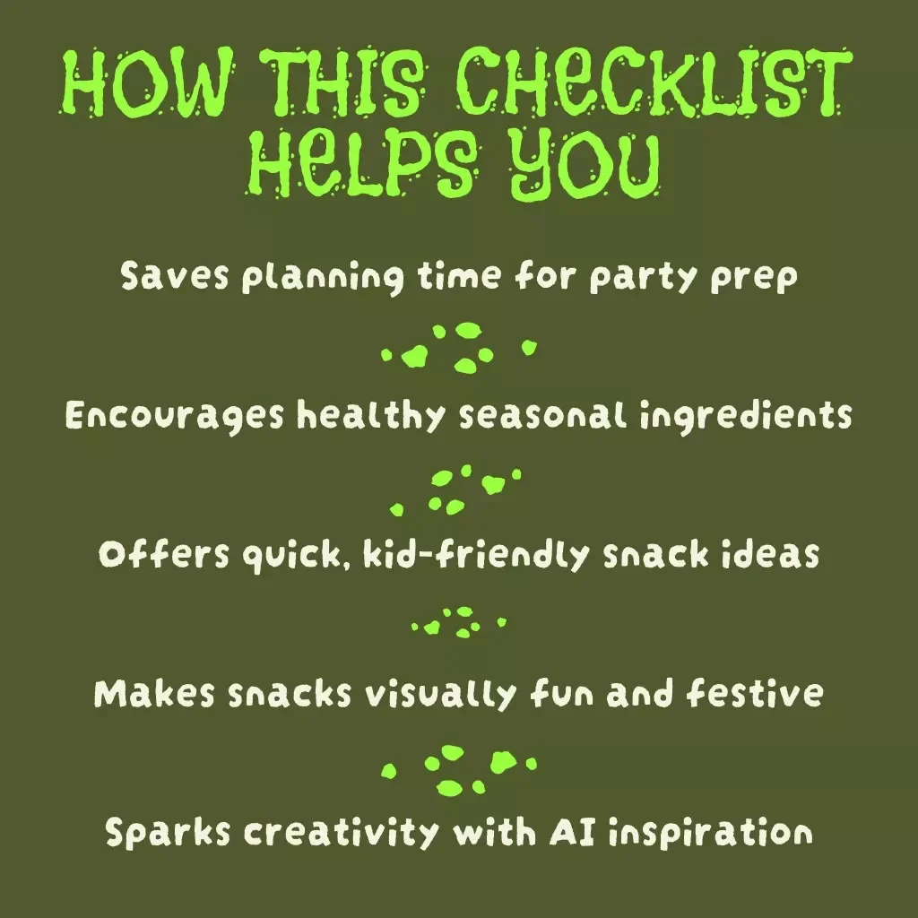 Healthy Halloween Snacks Checklist | Printable Digital Download | Fun & Easy Party Snack Planner for Kids & Families | Spooky Yet Nutritious Treat Ideas