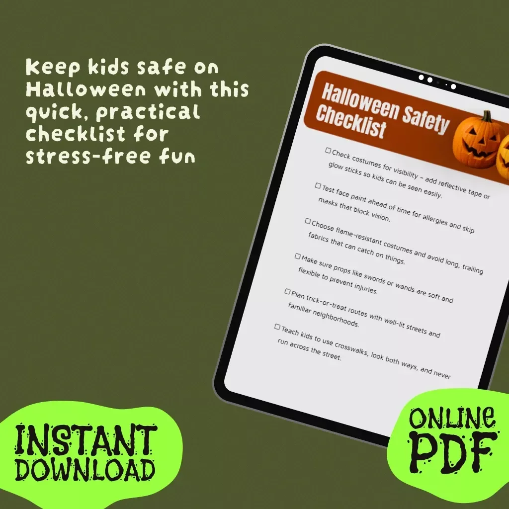 Halloween Safety Checklist | Printable Halloween Safety Checklist for Kids & Families | Digital Download