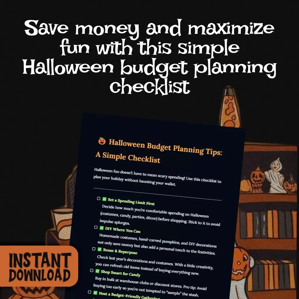 Halloween Budget Planning Tips: A Simple Checklist | Printable Digital Download | Halloween Budget Planner | Money-Saving Halloween Guide