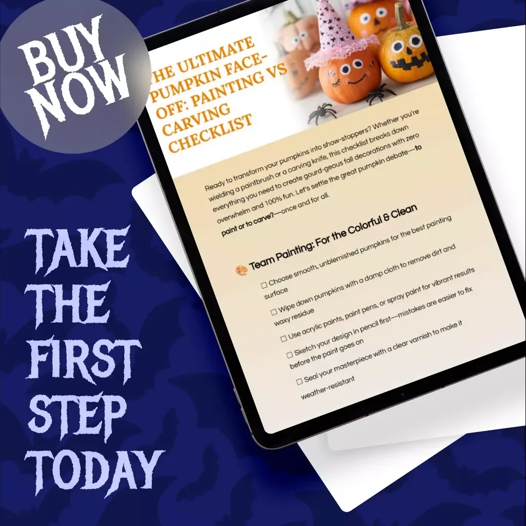 The Ultimate Pumpkin Face-Off: Painting vs Carving Checklist | Fall Decor DIY Guide, Halloween eBook, Digital Download