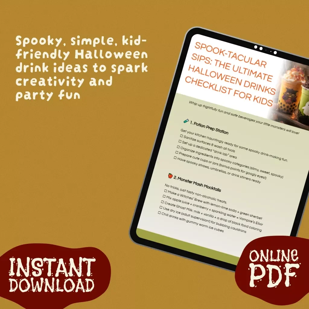 Spook-tacular Sips: The Ultimate Halloween Drinks Checklist for Kids | Fun DIY Drink Ideas, Mocktails & Party Planner Printable