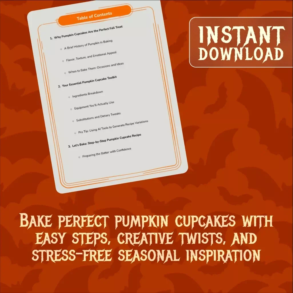 Pumpkin Cupcakes Made Simple and Magical for Every Baker | Fall Baking Guide, eBook, Digital Download, Pumpkin Cupcake Recipe with Frosting & Decorating Ideas