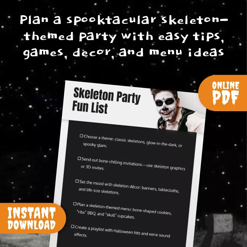 Skeleton Party Fun List – Skeleton-Themed Party Ideas Checklist for Spooky Celebrations