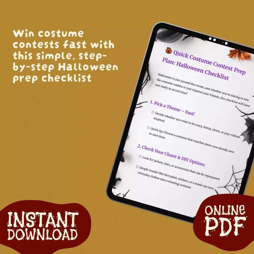 Quick Costume Contest Prep Plan: Halloween Checklist | Last-Minute DIY Costume Ideas & Accessories Guide for Fast Contest-Ready Looks