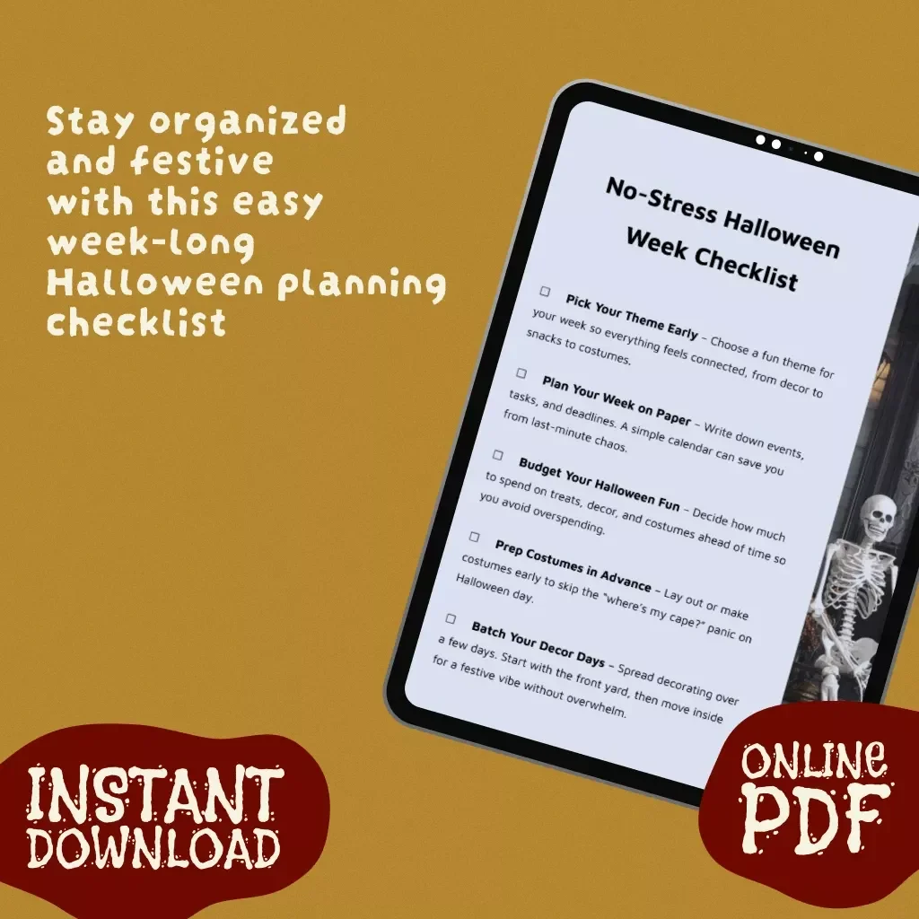 No-Stress Halloween Week Checklist | Printable Digital Download | How to Plan a No-Stress Halloween Week Guide