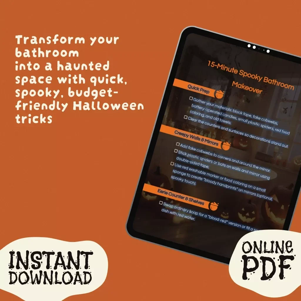 15-Minute Spooky Bathroom Makeover Checklist | Instant 15-Minute Creepy Bathroom Decor Ideas for Halloween