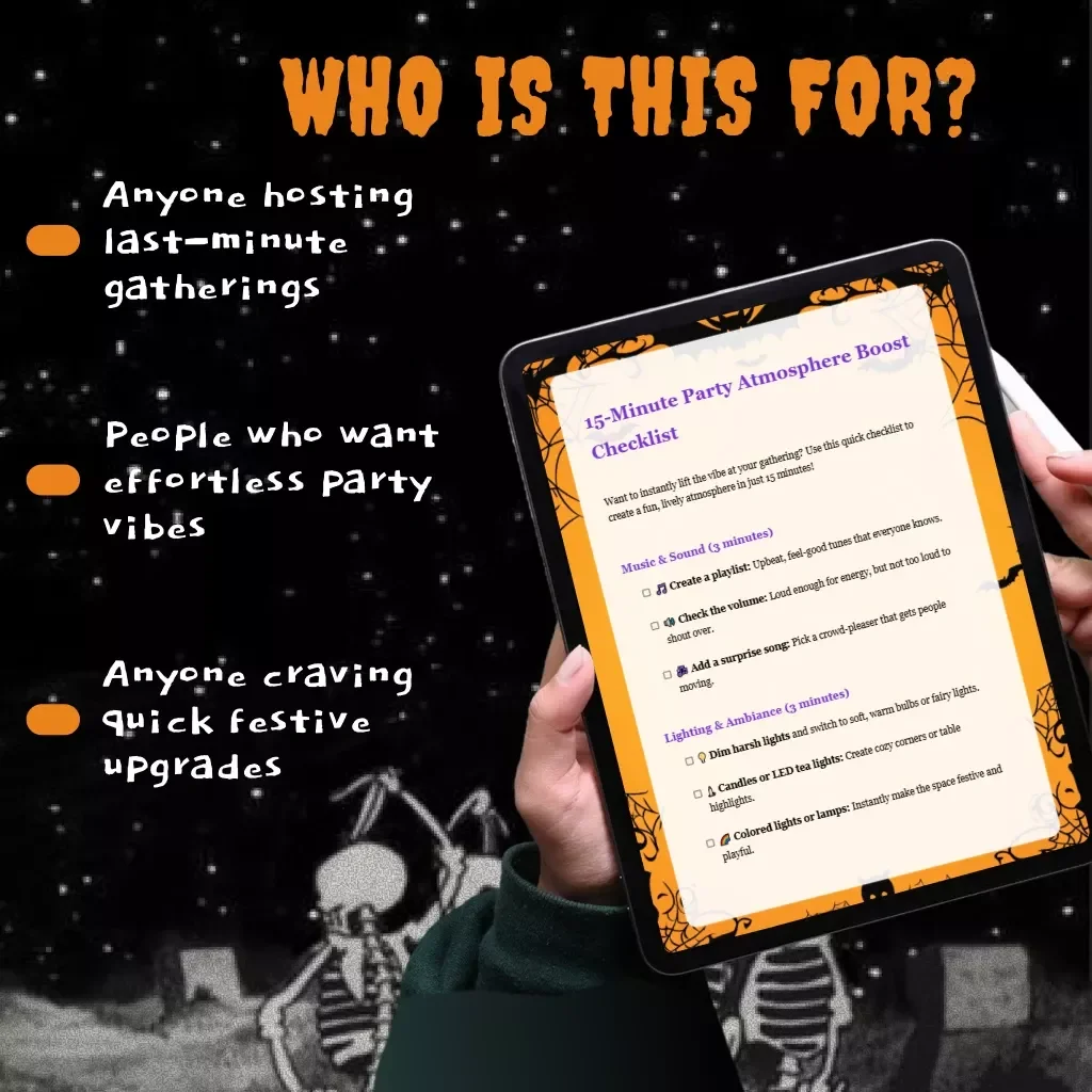 15-Minute Party Atmosphere Boost Checklist | Instant Party Prep Guide | Printable Digital Download for Last-Minute Party Hosts