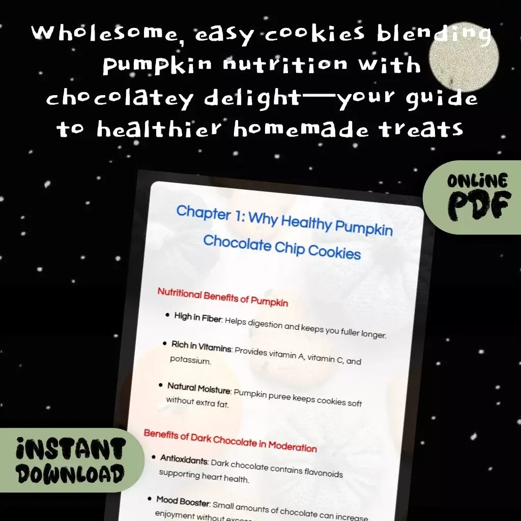 Healthy Pumpkin Chocolate Chip Cookies | Printable Recipe Guide | Easy Fall Baking eBook for Guilt-Free Treats