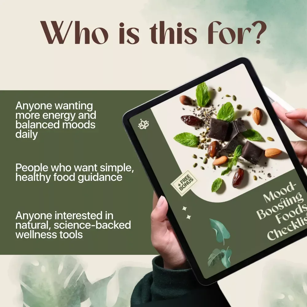 Mood-Boosting Foods Checklist | Digital Download Guide, eBook & Wellness Nutrition Printable for Energy, Happiness & Healthy Eating