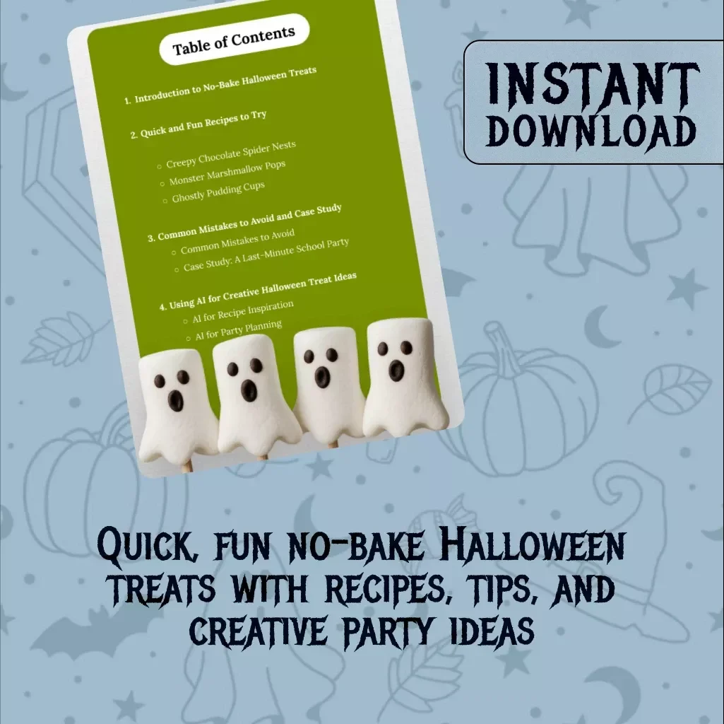 Spooky No-Bake Halloween Treats Made Easy | Digital Download Guide | Fun Halloween Recipes for Kids, Party Snacks, and Easy No-Bake Desserts eBook