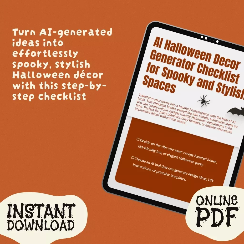 AI Halloween Decor Generator Checklist for Spooky and Stylish Spaces | Digital Download | DIY Halloween Decoration Planner