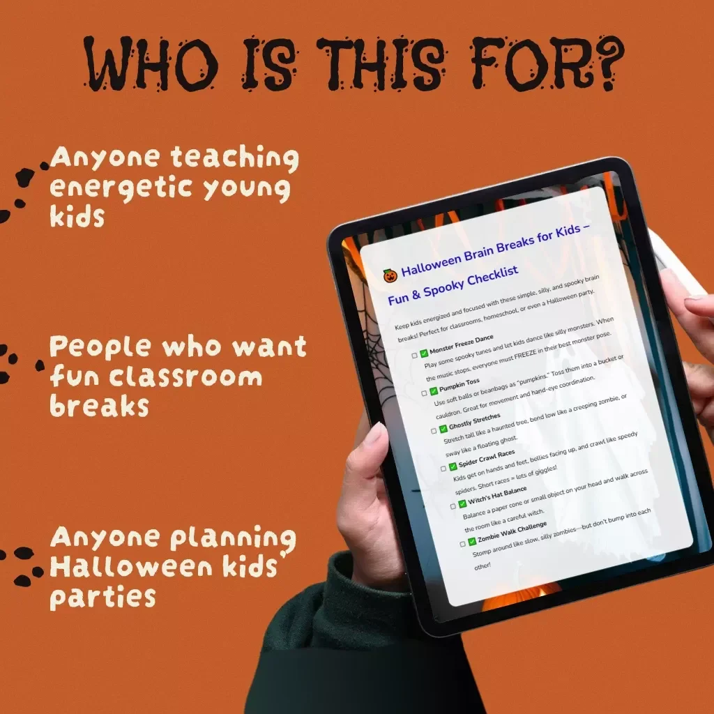 Halloween Brain Breaks for Kids – Fun & Spooky Checklist | Printable Movement Activities, Indoor Classroom Games, Mindful Breaks for Children