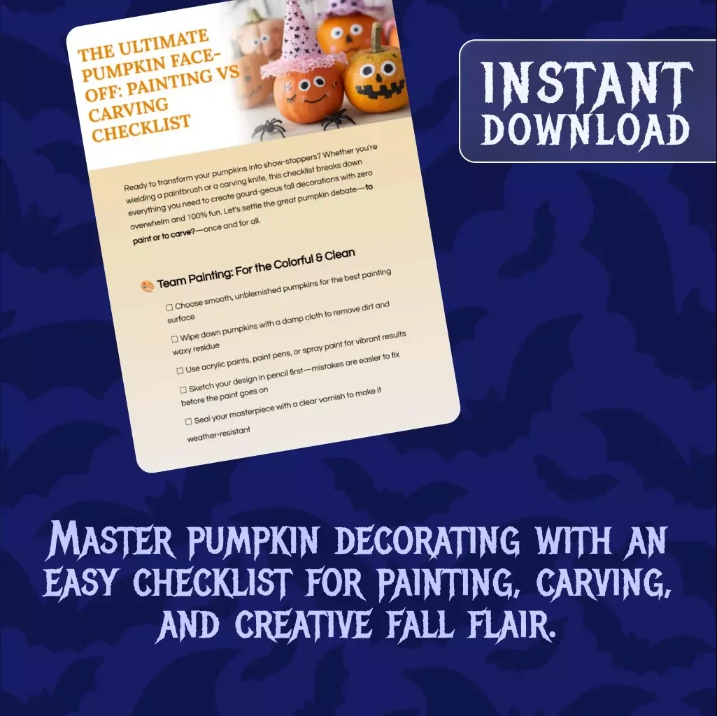 The Ultimate Pumpkin Face-Off: Painting vs Carving Checklist | Fall Decor DIY Guide, Halloween eBook, Digital Download