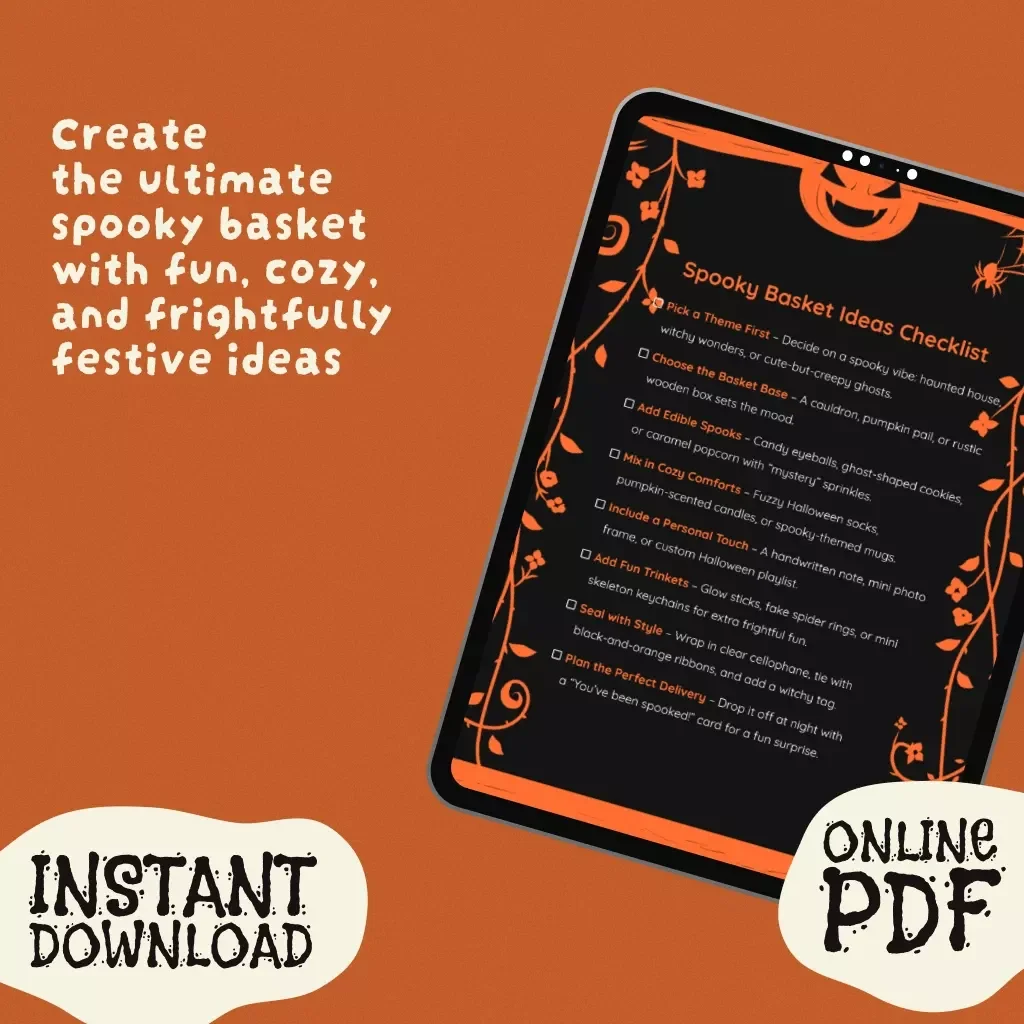 Spooky Basket Ideas Checklist | Halloween Gift Basket Inspiration | Digital Download