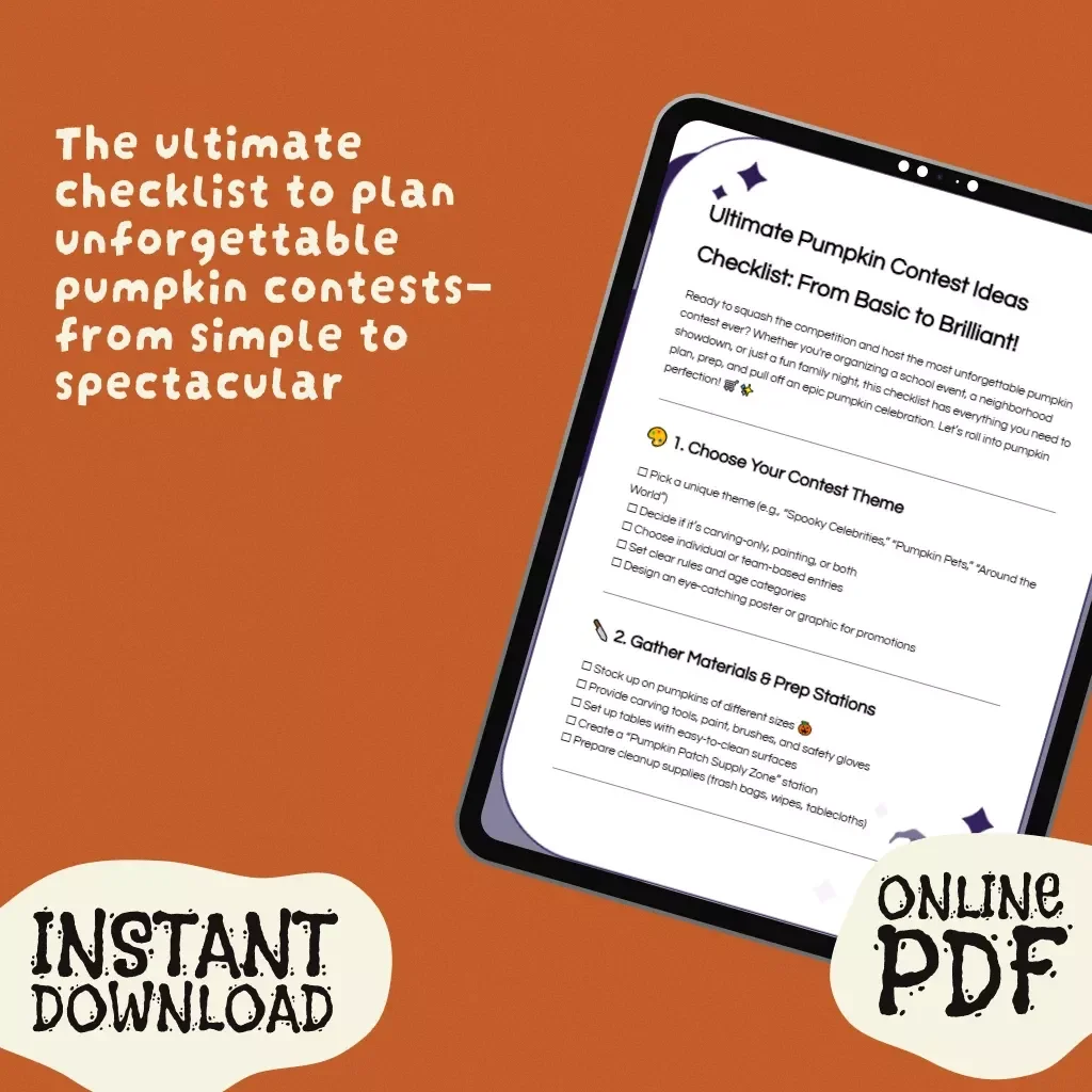 Ultimate Pumpkin Contest Ideas Checklist: From Basic to Brilliant | Fun Fall Festival Party Planning Printable | Pumpkin Carving & Decorating Guide