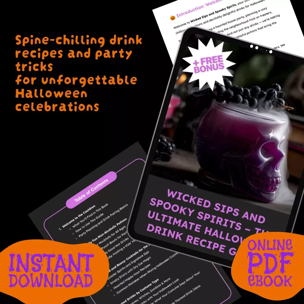 Wicked Sips and Spooky Spirits – The Ultimate Halloween Drink Recipe Guide | Halloween Drinks Recipes eBook for Parties, Mocktails, Cocktails & More