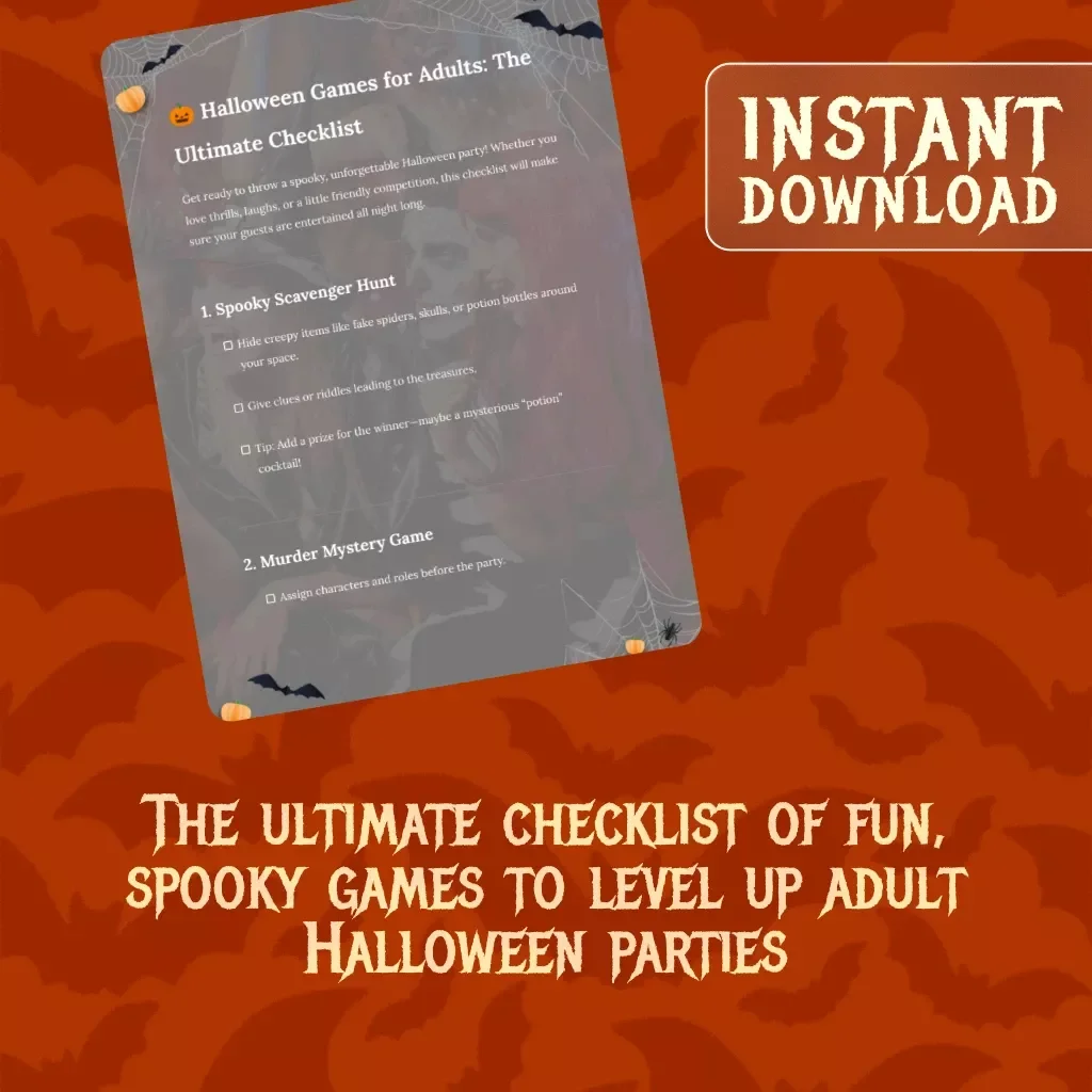 Halloween Games for Adults: The Ultimate Checklist | Printable Party Game Ideas | Fun Halloween Activities for Adults