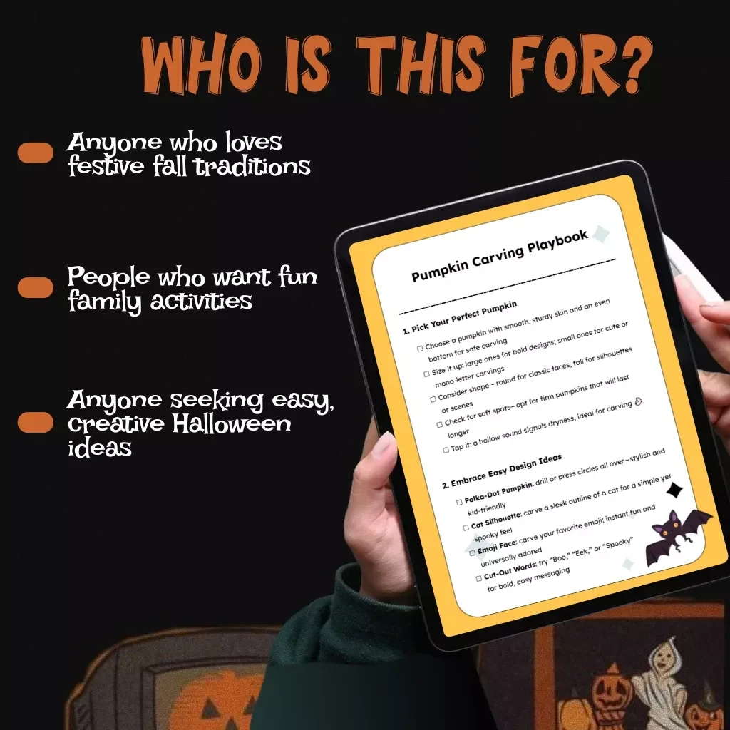 Pumpkin Carving Playbook Checklist | Easy Halloween Pumpkin Carving Ideas | Family-Friendly Digital Download