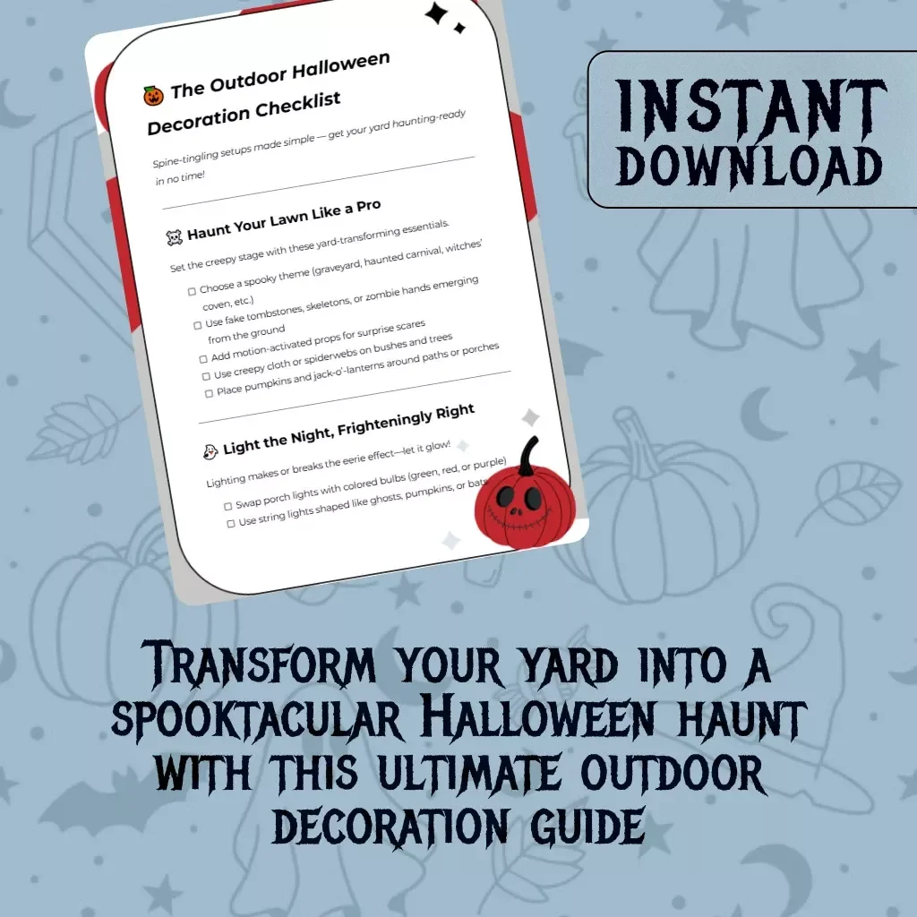 The Outdoor Halloween Decoration Checklist | Printable Digital Download for Spooky Yard & Porch Decor | Ultimate Outdoor Halloween Decorations Planner