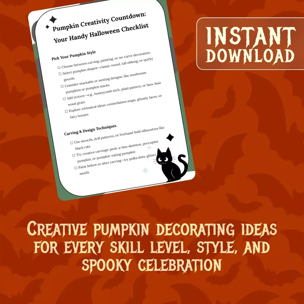 Pumpkin Creativity Countdown: Your Handy Halloween Checklist | Halloween Pumpkin Ideas Guide | Digital Download Carving & Painting Inspiration