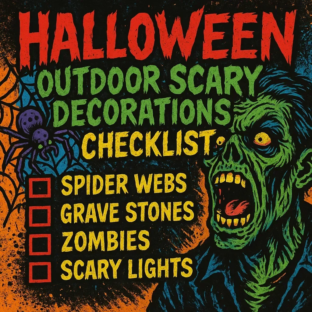 Halloween Outdoor Scary Decorations Checklist | Printable Digital Download Guide, Spooky Yard Decor Ideas, Haunted House Planning eBook