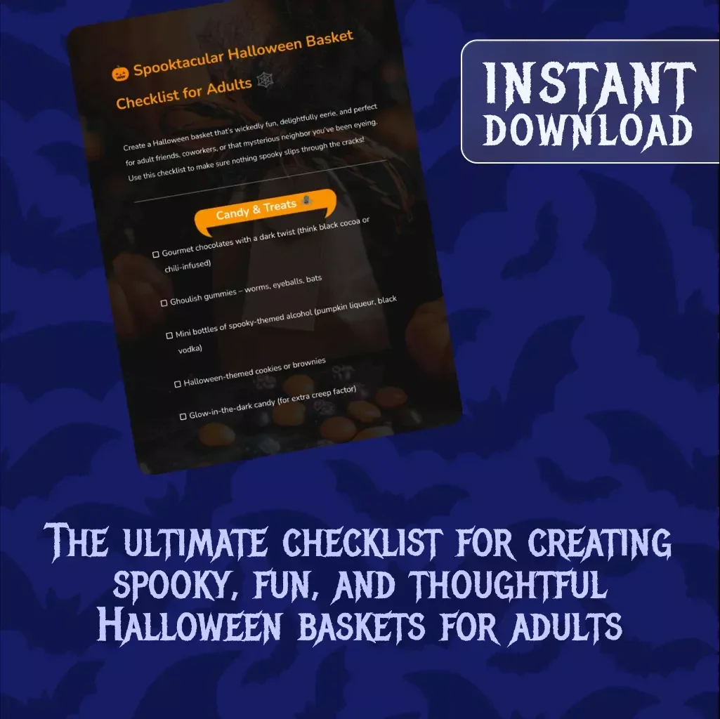 Spooktacular Halloween Basket Checklist for Adults | Digital Download Guide, eBook & Printable for Halloween Gift Ideas, Candy, Decor, Self-Care & Party Fun